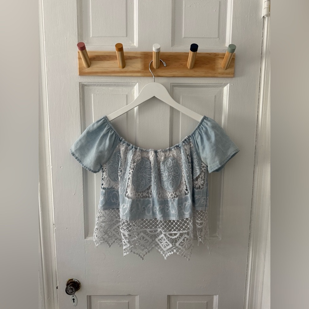 Lucy Paris Blue Lacey Crop Top